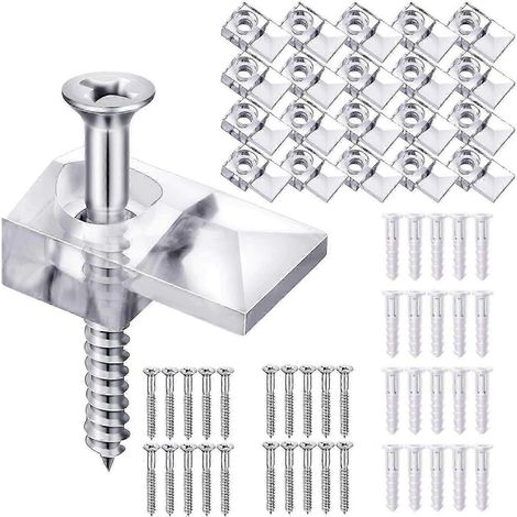 20/40 clips de fixation pour miroir en plastique transparent, adaptés à la salle de bain A (1/5)