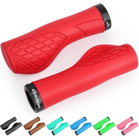 Ergonomische Fahrradgriffe für 22,2mm Lenker, Anti-Rutsch, Rot (1/5)