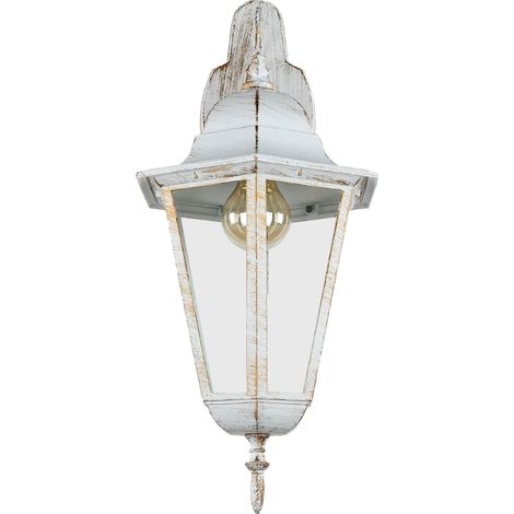 Wandlampe außen Aluminium Glas H: 50,5 cm IP44 in Weiß Gold E27 Rustikal Wandleuchte (1/5)