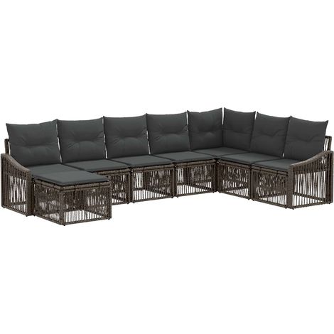 Conjunto de sofás de jardín 8 pcs Gris ratán sintético vidaXL