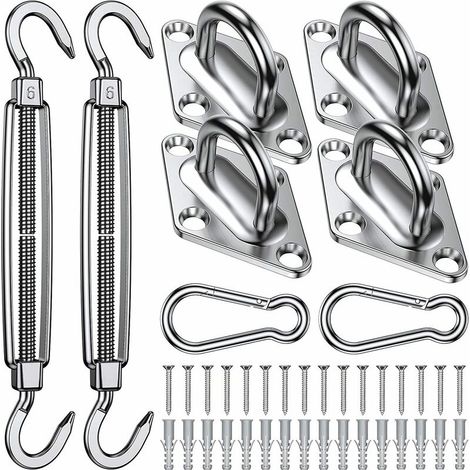 EASYCOMFORT Kit de Fixation pour Voile d'Ombrage - 304 Inoxydable Voile d'Ombrage, Kit de fixation Voile d'ombrage pour Triangle, Carré & Rectangle, Heavy Duty antirouille Voile D'ombrage Kit de Fixat (1/5)