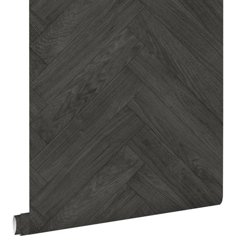 papier peint imitation bois gris foncé  - ESTAhome