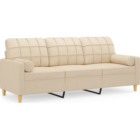 Maison Exclusive - Divano a 3 Posti con Cuscini Crema 180 cm in Tessuto