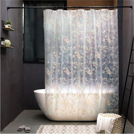 (Size: 120 x 200cm)White Translucent Shower Curtain, Eva Waterproof Shower Curtain, White Shower Curtain Ring, Bathroom Window Curtain 72"W × 72"H (1/4)