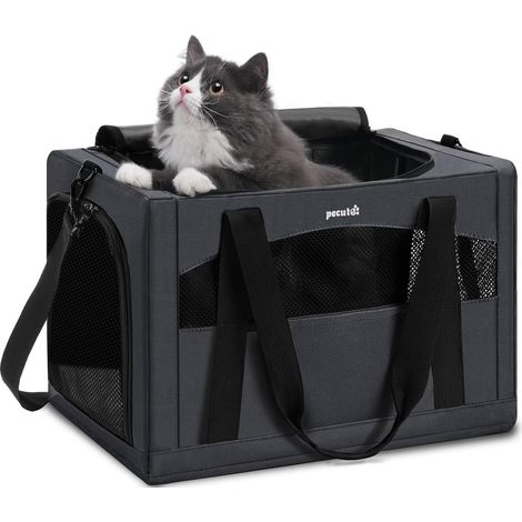 Sac de Transport Chat et Chien, Cadre Stable, Pliable, Gris Foncé (1/5)