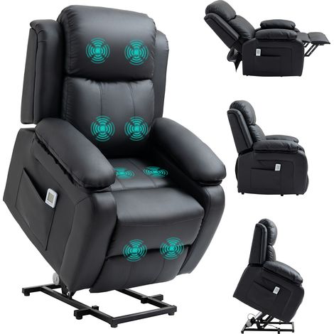 HOMCOM Riser and Recliner Chair Power Lift Recliner with Remote, Black (1/5)
