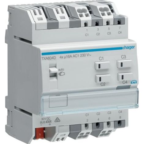 Hager TXA604D attuatore bianco 6 canali per guida DIN
