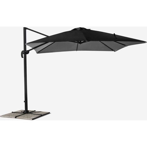 Ombrellone da giardino a braccio orientabile in alluminio palo decentrato 3x3m Paradise Noir