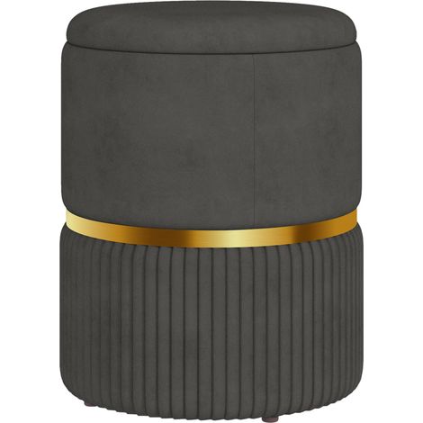 Grey Velvet Storage Ottoman for Stylish Home Organization and Comfortable Seating