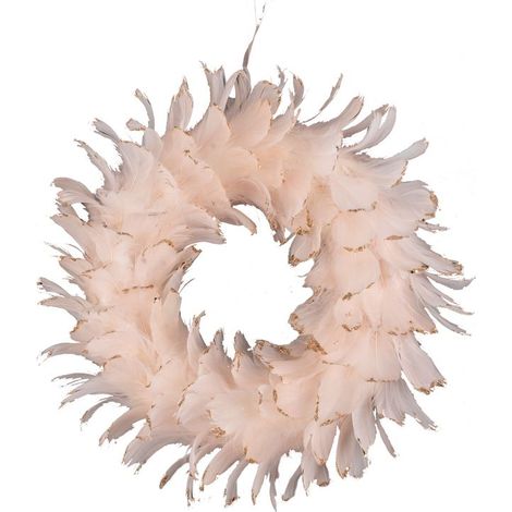 Kranz MagicHome Weihnachten, aus Federn, rosa, hängend, 35 cm (1/2)
