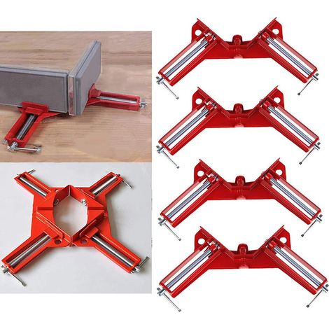 MINKUROW Morsetto Ad Angolo Retto A 90° Gradi 4 Pezzi, Set Di Ganasce Per Morsetto Ad Angolo Regolabile Per La Lavorazione Del Legno, Morsetto Ad Angolo Rosso Per La Lavorazione Del Legno, Fissaggio D (1/5)