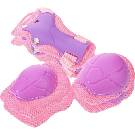 Genouillères de protection pour patinage, manchons de protection durables pour draisienne et patinage sur glace, taille S (2-8 ans, 10-30 kg), rose violet - (1/5)