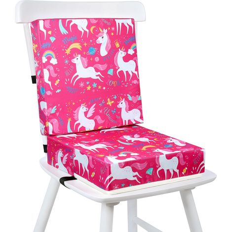 2 Pièces Rehausseur Chaise Enfant, Coussin antidérapant et portable pour enfants, Forte support, Couverture facile à nettoyer, Lavable, pour voyage e maison, 32 x 32 x 8 cm-Rose (1/5)