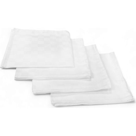 Set 4 Tovaglioli Cotone Bianchi, Tovaglioli Stoffa 42x42 cm, Fiandra, Orlo su 4 Lati, 100% Puro Cotone (1/5)