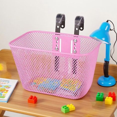 Cesta infantil para bicicleta - Cesta desmontable - Para ciclismo y compras - Montaje sin herramientas - 26 x 17 x 15,5 cm - Rosa (1/5)