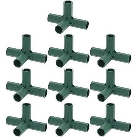 10 PVC Connector Pieces for Frames, Furniture, Greenhouses, and Tents (B) (1/4)