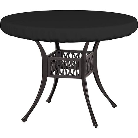 Funda de mesa redonda, resistente a los rayos UV y a la intemperie, funda de mesa de patio, funda de mesa de exterior para muebles de patio al aire libre y mesa de café (76  10 cm, negro)
