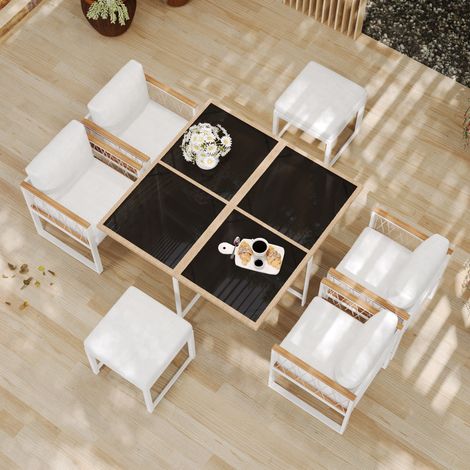 Sitzmöbel Sessel Gartenessplatz 6 Personen Rattan HAVRYA (1/4)