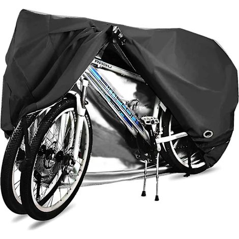 Housse pour 2 vélos, imperméable et respirante en tissu 210D, avec œillet pour antivol, idéale pour VTT, noire.