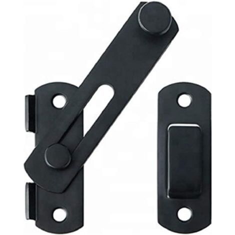 Loquet de porte en acier inoxydable de haute qualité, adapté aux portes et fenêtres coulissantes, loquets de porte de grange, adapté à une utilisation intérieure et extérieure (noir). (1/5)