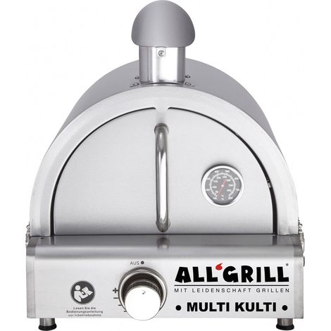 Allgrill MULTI-KULTI Set 2 zündgesichert - Gasgrill + Edelstahlpizzahaube mit Kamin (1/5)