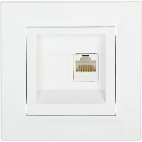 Prise informatique RJ45 simple Asfora cat.5e blanche avec cadre EPH4300121