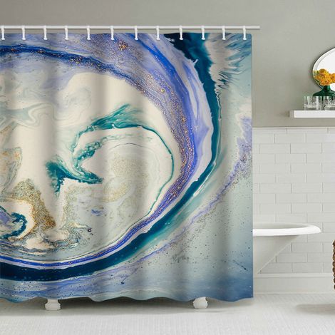 Duschvorhang mit Marmormuster (180 x 180 cm), bedruckter, wasserdichter Stoffduschvorhang, Duschvorhang aus Polyester mit geometrischem Muster, inklusive 12 Haken.