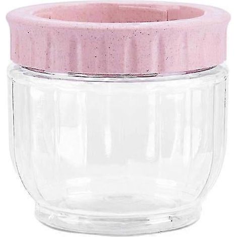 Boîte de rangement hermétique en plastique avec couvercle pour aliments secs, flocons d'avoine et riz (taille S, rose) (1/3)