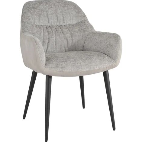 Chaise de repas tissu microfibre gris clair pieds métal noir - ATLANTA (1/5)