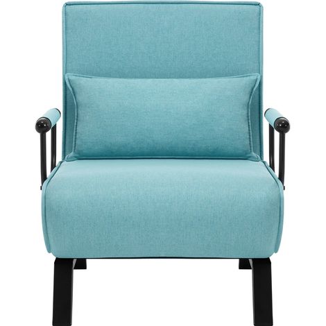 Fauteuil convertible 3-en-1 avec fonction lit, structure métal et revêtement lin, 65x78x75 cm, support 150 kg (1/5)