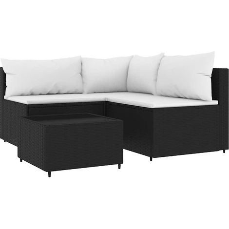 Maison Exclusive - 4-tlg. Garten-Lounge-Set mit Kissen Schwarz Po
