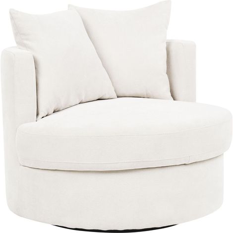 Beliani – Fauteuil pivotant 360° sans accoudoirs – Tissu beige clair – Coussins déhoussables – Assise confortable 37 cm (1/5)
