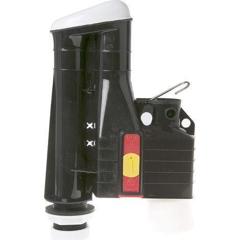 Rs Pro – Siphon pour réservoir de chasse d'eau 6-9L – Siphon à fond plat 230mm – Capuchon B en plastique noir – Installation efficace (1/3)