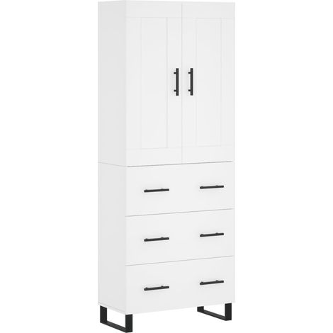 Buffet credenza cassettiera mobiletto mobile contenitore organizer cucina soggiorno salotto alto 69,5 x 34 x 180 cm legno ingegnerizzato bianco 020032518