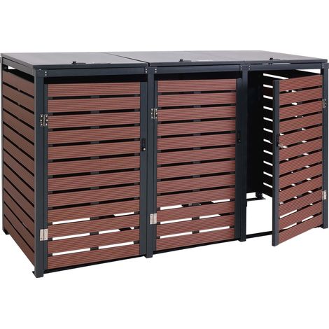 Cobertizos para contenedores de basura con capacidad de 80 a 240 litros 119x205x84 cm wpc metal aspecto madera de nogal 040008240