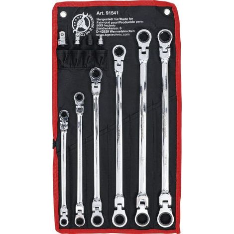 BGS DIY Set di chiavi a cricchetto extra lunghe 10 pezzi argento
