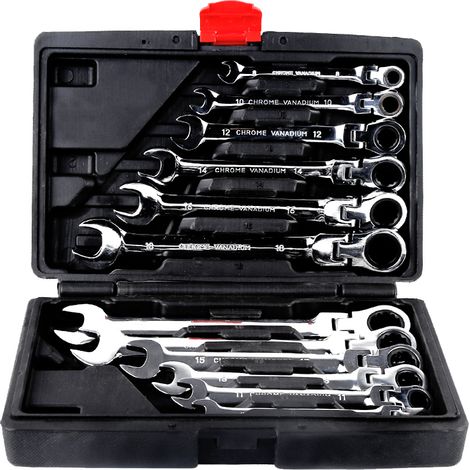Coffret de clés mixtes à cliquet à tête inclinable à verrouillage (1/5)