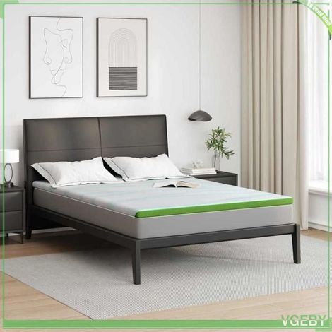 4106149 Surmatelas Blanc et vert 140 x 190 cm Tissu Jacquard (1/5)