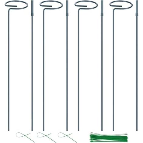 Lot de 4 piquets de support pour plantes, deux tailles (40,6 ou 76,2 cm) avec 50 attaches torsadées pour plantes d'intérieur et d'extérieur, amaryllis, tomates, légumes (1/5)