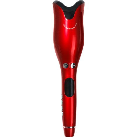 Fer à friser automatique, fer à friser en céramique avec écran LCD, fer à friser rotatif à température constante, fer à friser rouge ondulé (prise UE) (1/5)