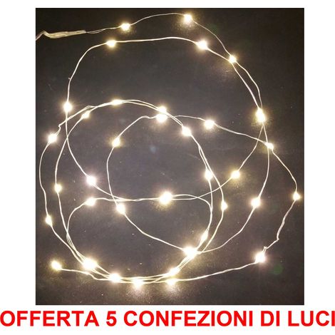 OFFERTA 5 CONF DA 20 MICROLED LINEARI LUCI BIANCO CALDO A BATTERIA LUCI NATALE (1/4)