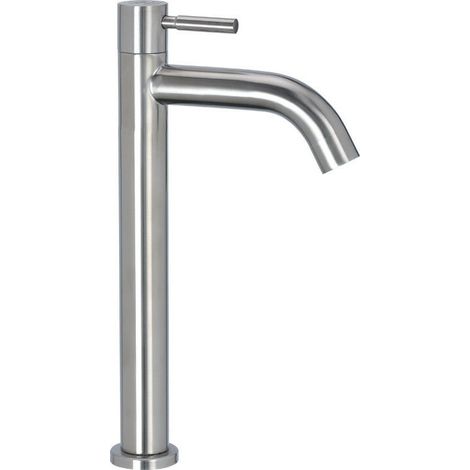 Robinet de salle de bain monocommande en acier inoxydable pour eau froide, robinet de lavabo. (1/5)
