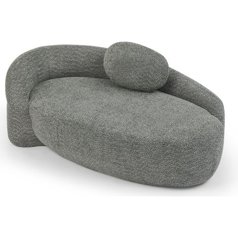 Canapé minimaliste en teddyfleece au design arrondi, canapé moelleux avec coussin, polyvalent pour le salon, la chambre et le studio, Gris (1/5)