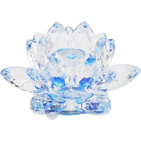 Presse-Papier Cristal Quartz Lotus Bleu - Décoration Maison Bureau Mariage - Ornement De Table Résistant - 1 Pièce (1/5)