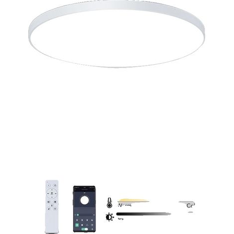 Lámpara de techo, control inteligente, regulable, diseño moderno, blanca (37 cm) (1/2)