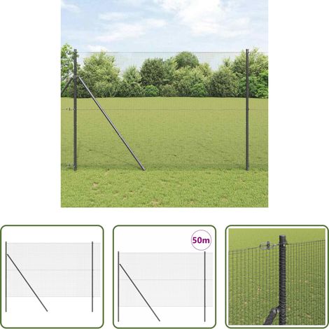 vidaXL Clôture moderne - Poteau de clôture. Gris 50 x 1,4 m (16 x 16 mm grillage) (1/5)