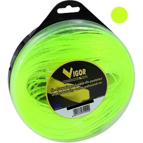 FILO DECESPUGLIATORE TAGLIAERBA VIGOR TONDO IN NYLON GIALLO METRI 60 MM. 3
