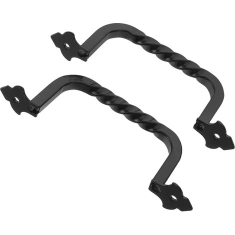 2 Pièces Poignée en Acier au Carbone Rustique de Grange de Porte Entraxe 100mm, Finition Vintage Rétro, pour Porte Bois ou Métal, Usage Placard et Ferme (1/5)