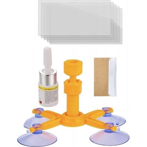 Kit de réparation de pare-brise pour verre fissuré, correcteur avec ventouse (1/5)