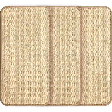 Lot de 3 tapis griffoir pour chats 50 × 25 cm, tapis griffoir pour chat, tapis de griffoir horizontal, anti-rayures en sisal naturel, pour mur et coin (1/5)